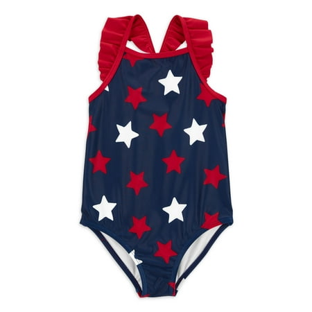 Carter's Child of Mine Toddler Girl Ruffled Star Swimsuit, One-Piece, Sizes 12M-5T