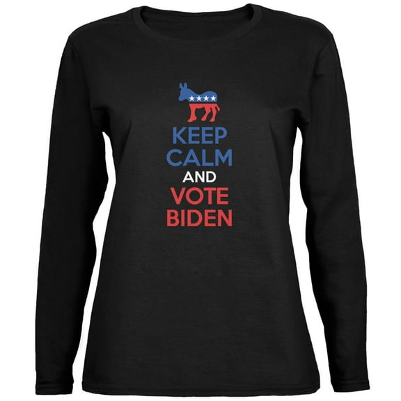 Election 2016 Keep Calm Vote Biden Black Ladies Long Sleeve T-Shirt - Small