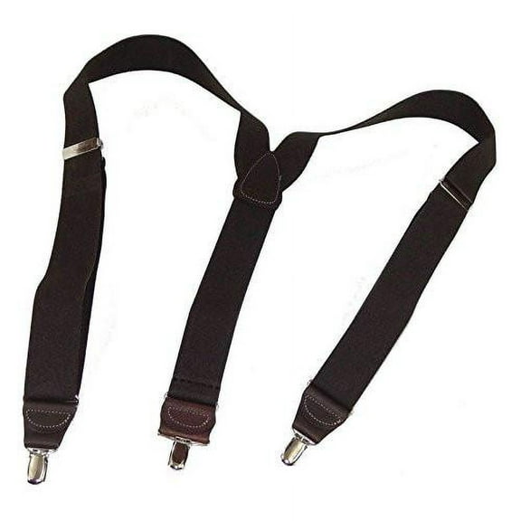Hold-Ups dark Java Brown Suspenders Y-back style  w/ Patented Silver No-slip Clips
