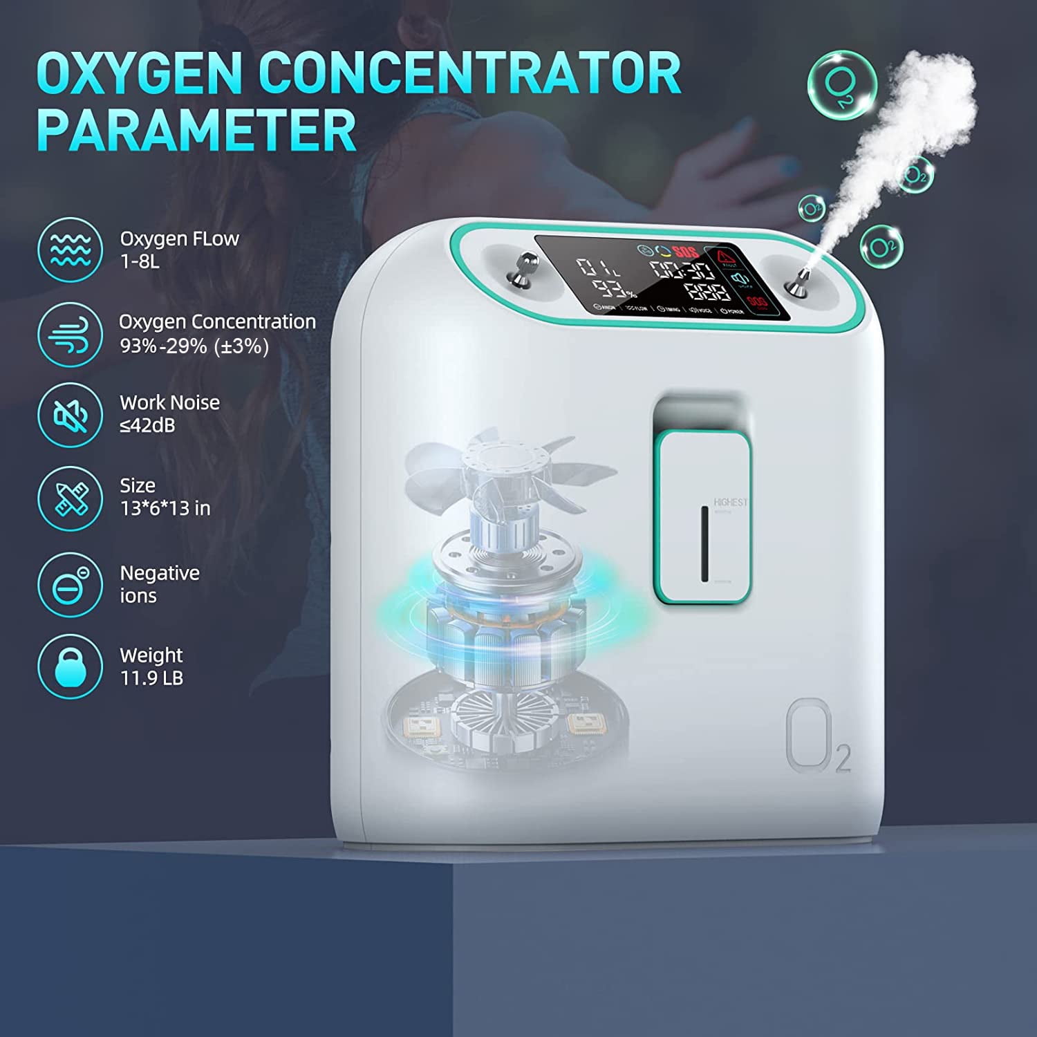 Household1-8L oxygen tube machine with Oxygen Masks