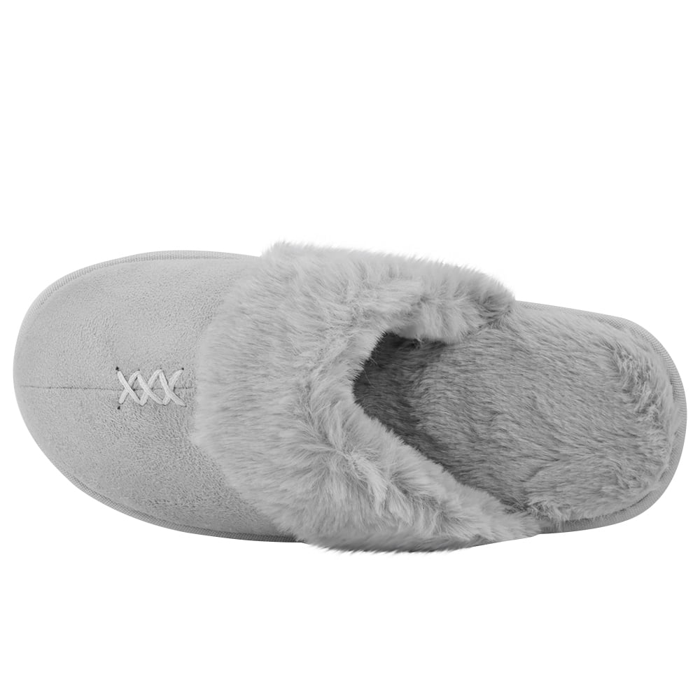 Women's Comfy and Soft Slip-On Plush Luxury Spa Slippers With Closed Toe (Gray) (US Women's Size 7)