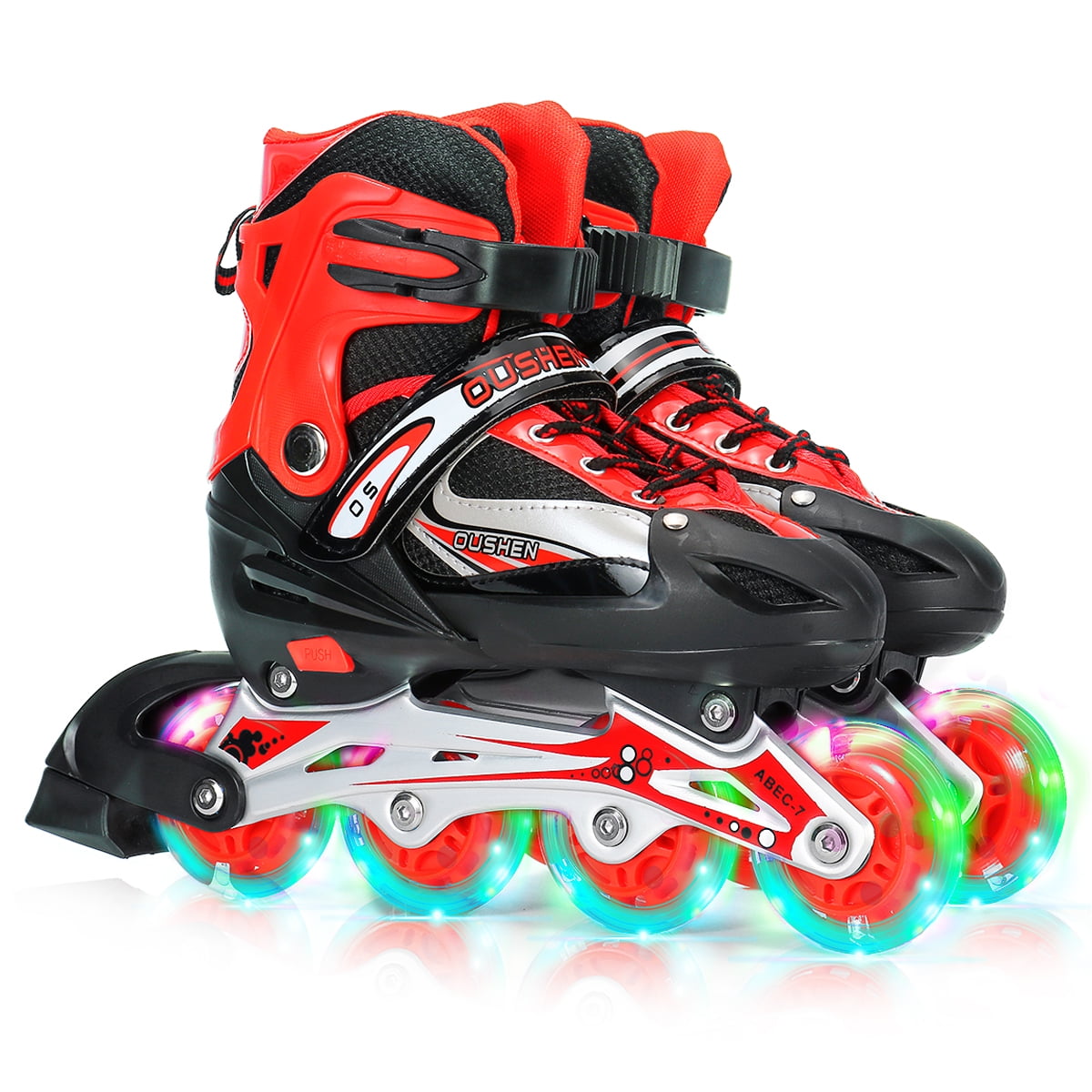 Adjustable Kids Roller Blades Breathable Inline Skates W/ Light Up Flash t g 12 