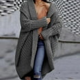 thumbnail image 3 of Scyoekwg Sweaters for Women Open Front Sweater Cardigan Coat Loose Long Sleeve Casual Solid Color Outwear Winter Warm Jackets Outerwear (Dark Gray,M), 3 of 6