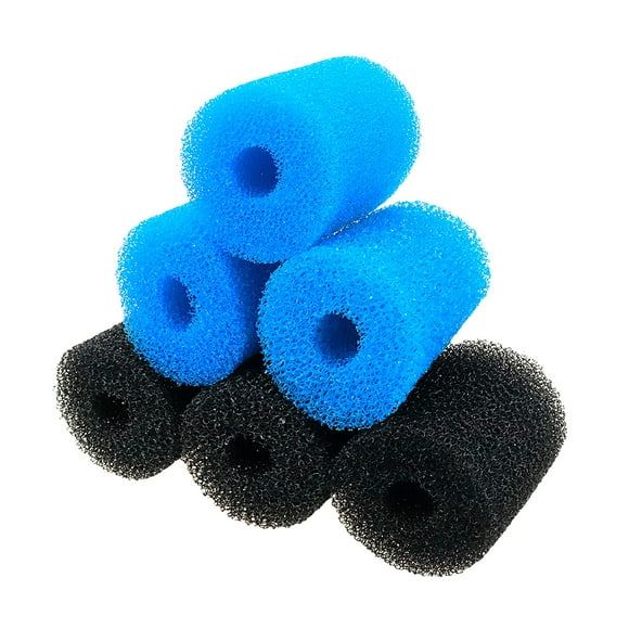 Xiaoyztan 6Pcs 3.0 x 2.5 Inch Aquarium Pre-Filter Sponges Foam Filter Cartridges with 0.8" Hole Diameter (Blue & Black)