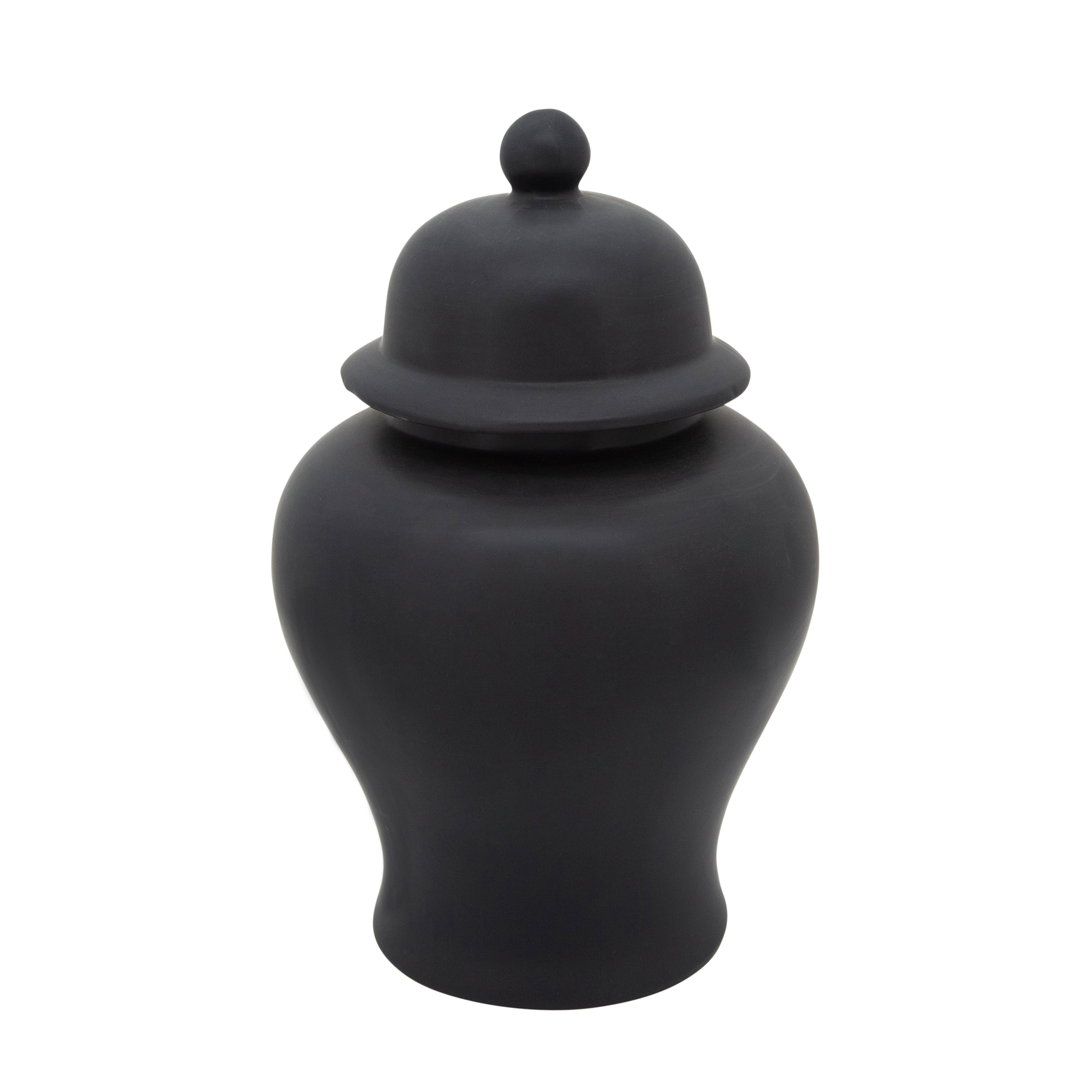 Sagebrook Home 18"h Temple Jar, Matte Black
