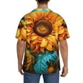 thumbnail image 3 of Sikiie Deep Yellow Colorful Sunflower Men's Wrinkle Free Untucked Cuban Shirt Business Casual Button Down Shirts Short Sleeve ShirtLarge, 3 of 5