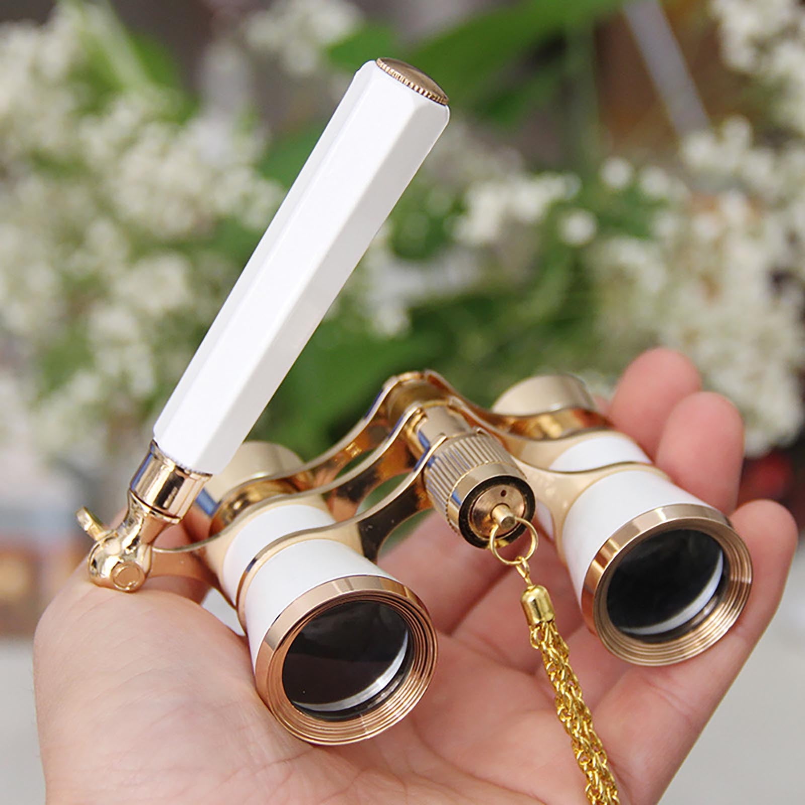 Qholemyo 3X25 All Metal White Plated Opera Glasses High Definition Wide Focusing Angle Night Vision Binoculars Telescope Unique And Unusual Gifts Christmas Gifts For Teens