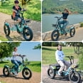 thumbnail image 3 of Lilypelle Peak 1100w Electric Tricycle for Adults, 7 Speed 20" x 4.0 " Fat Tire 3 Wheel Electric Bike, 48V 14.5Ah Removable Battery, Aluminum Motorized MountainTrike W/ Front & Rear Basket  & Cover, 3 of 14