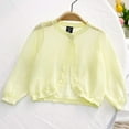 thumbnail image 2 of Odeerbi Kids Girls Shrugs Dress Cover Up Cropped Cardigan Children's Fashionable Sweet Solid Color Cardigan Loose Button Perforated Round Neck Long Sleeve Hooded Casual Tops Green, 2 of 4