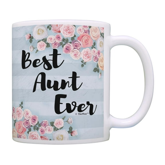 ThisWear Funny Aunt Gifts Best Aunt Ever Floral Mug Cute Aunt Gifts for Aunts Coffee Mug Multi