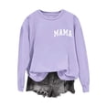 thumbnail image 4 of BRGZLK Women's Mother's Day Tops Letter Print Casual Fashion Crew Neck Lightweight Comfortable Loose Long Sleeve Hoodless Pullover Mom Shirts, Womens Sweatshirts Purple L, 4 of 5
