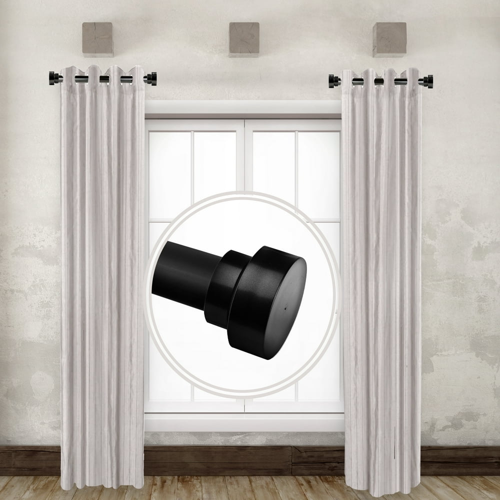 Nixie 1" Dia Side Window Curtain Rod 1220 inch long (Set of 2) Black