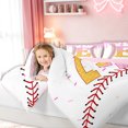thumbnail image 3 of meiyoeat Cute Letter E Twin Bedding for Kids, Baseball Ice Cream Drip Bedding Comforter Set, Pink Yellow, Pink Reversible, 7pcs, 3 of 6