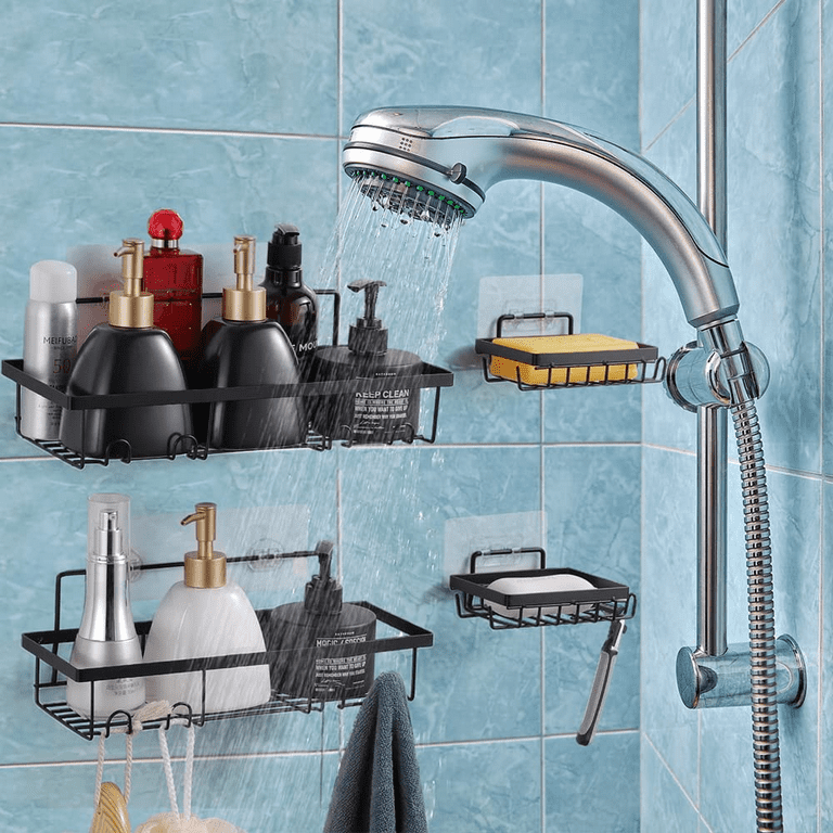 SUSIMOND 4-Pack Shower Caddy With Soap Holder, Rustproof Shower Organizer,  Self-Adhesive Shower Shelf, Wall-Mounted Shower Rack, Bathroom Caddy, No  Drilling Shower Storage, Shower Holder 