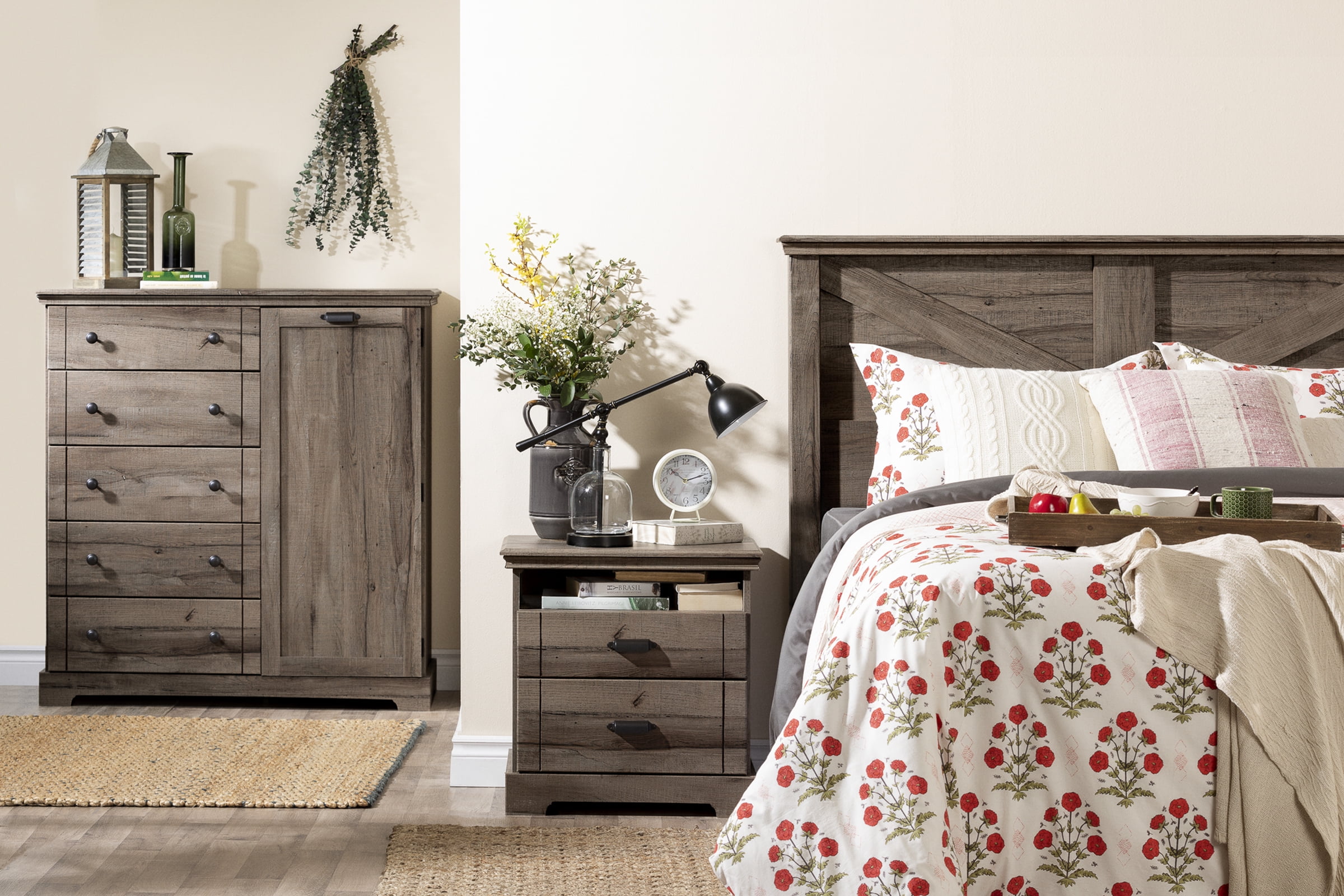 South Shore Lilak Door Chest with 5 Drawers for Adult, in Fall Oak