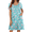 Blue Crushed Floral, variant on Women Zipper Front House Coat Short Sleeves Robe Zip Up Bathrobes Short Nightgown with Pockets