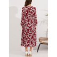 thumbnail image 4 of Round Neck Bow Detail Floral Print Dress for Women Mid-Calf Length Red X-Large, 4 of 4