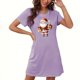 thumbnail image 1 of Camisón corto navideño para mujer, talla grande, cuello redondo, manga corta, estampado en el pecho, vestido de noche para mujer, 1 of 3