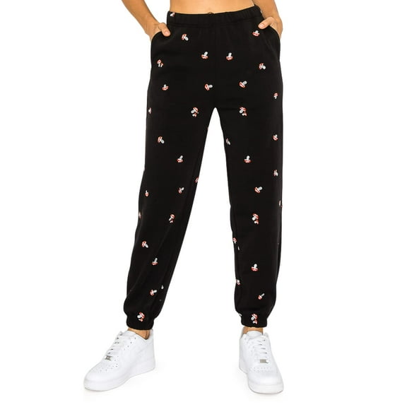 Cali1850 Women's All-Over Mushroom Embroidery Jogger Sweatpants Drawstring Elastic Waistband Casual Soft Comfy Pants with Pockets