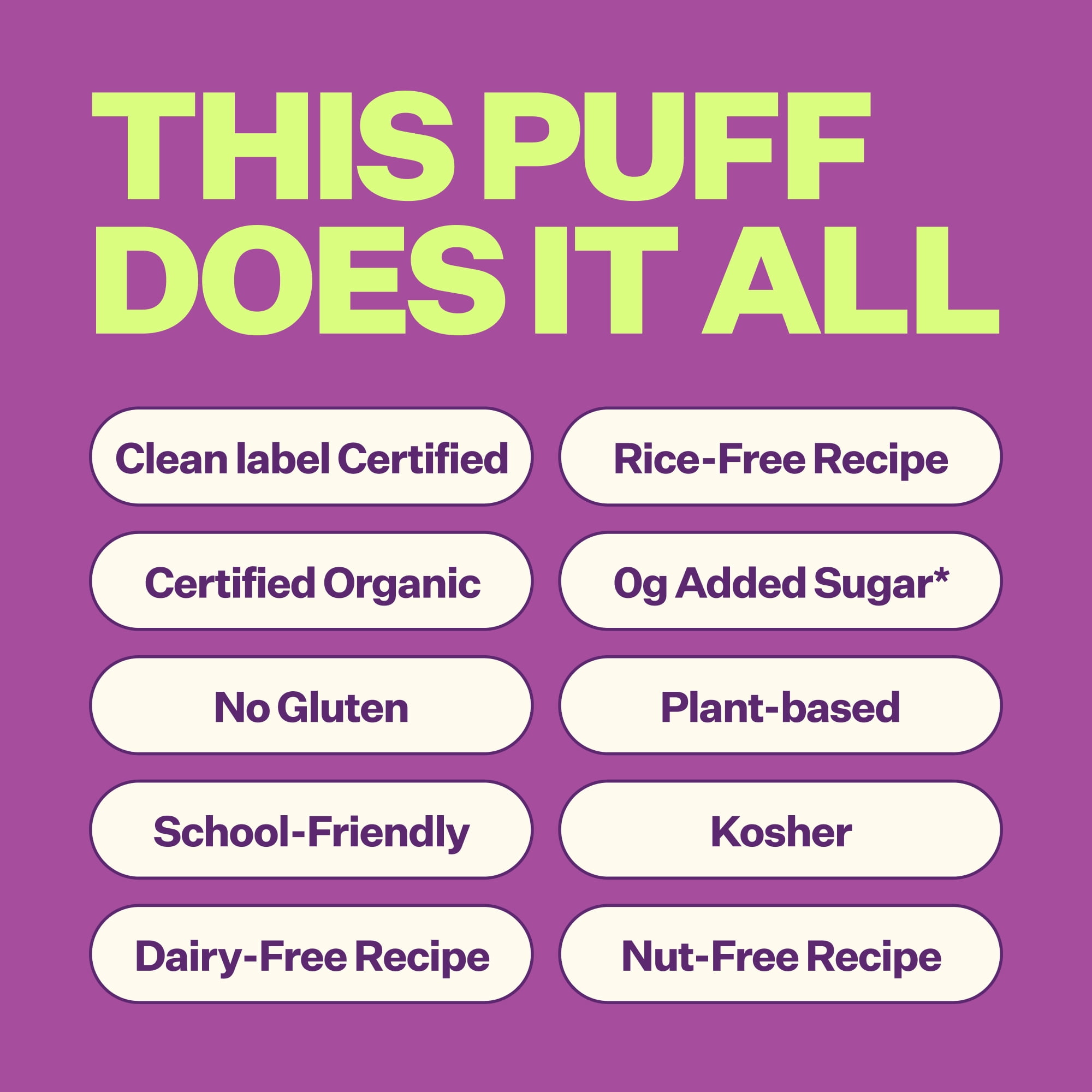 YUMI Organic Berry Sweet Pea Puffs Single Serve