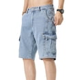 thumbnail image 6 of Yaoyar Men's Knee Length Straight Denim Shorts Cargo Classic Multi-Pocket Short Pants Casual Vintage Jean Shorts, 6 of 9