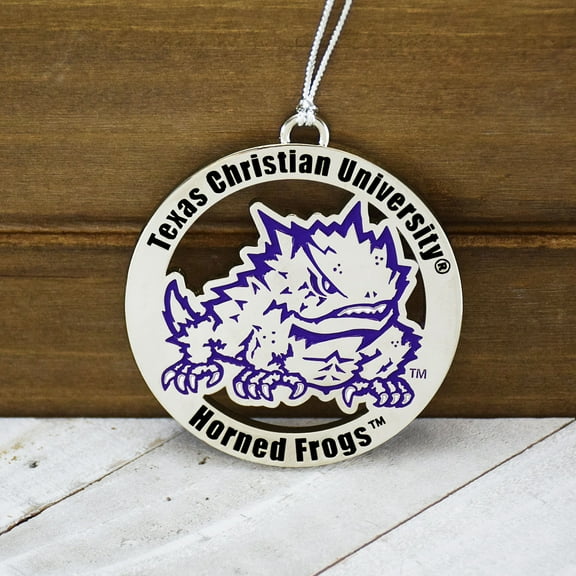 Texas Christian University TCU Horned Frogs Silver Ornament by Fan Frenzy Gifts Officially Licensed NCAA