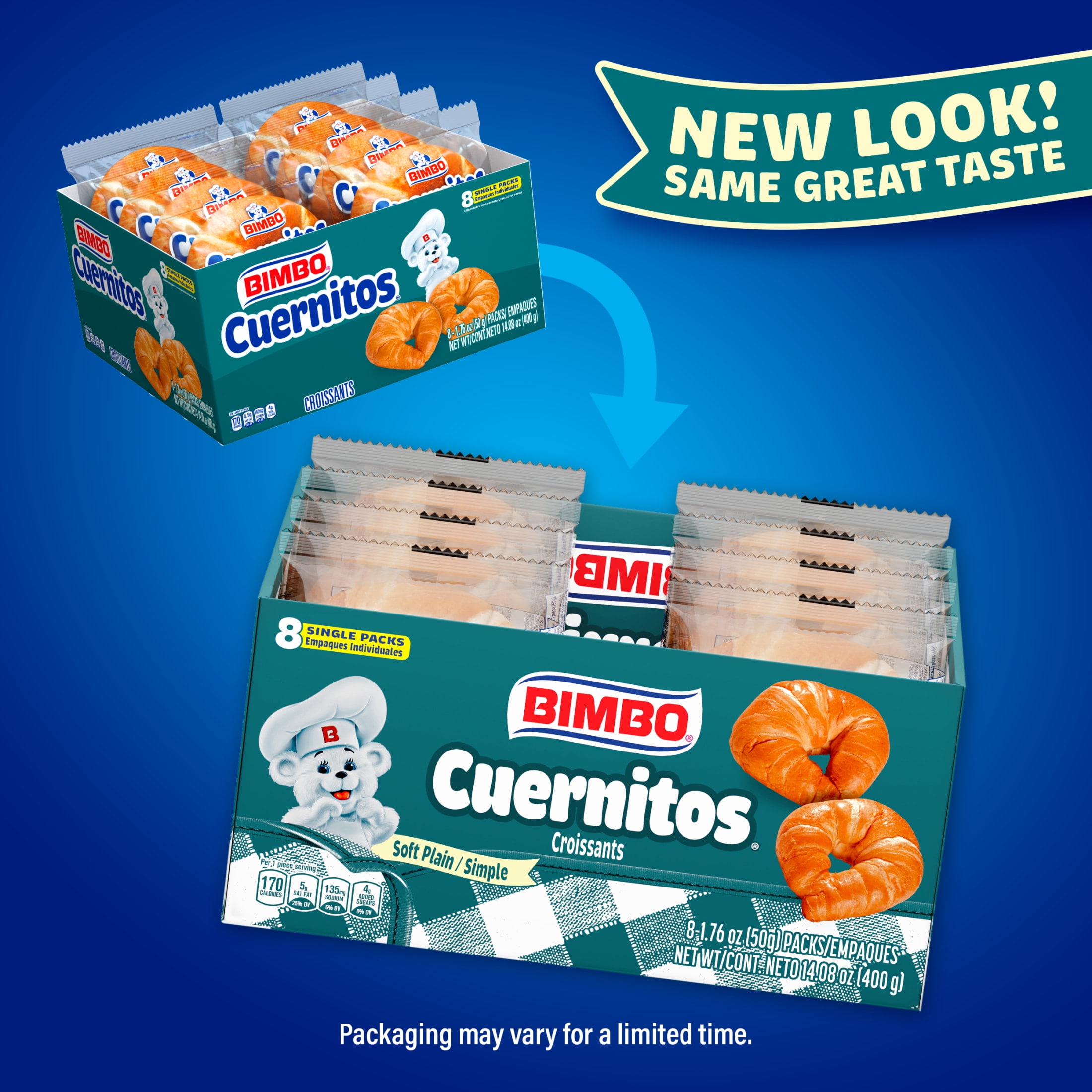 Bimbo Cuernitos Plain Croissants, 8 packs, Croissants, 14.08 oz Multipack