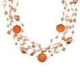 thumbnail image 2 of Vibrant Orange Tones Pearl and Zebra Pattern Seashells Multi-Strand Necklace, 2 of 3