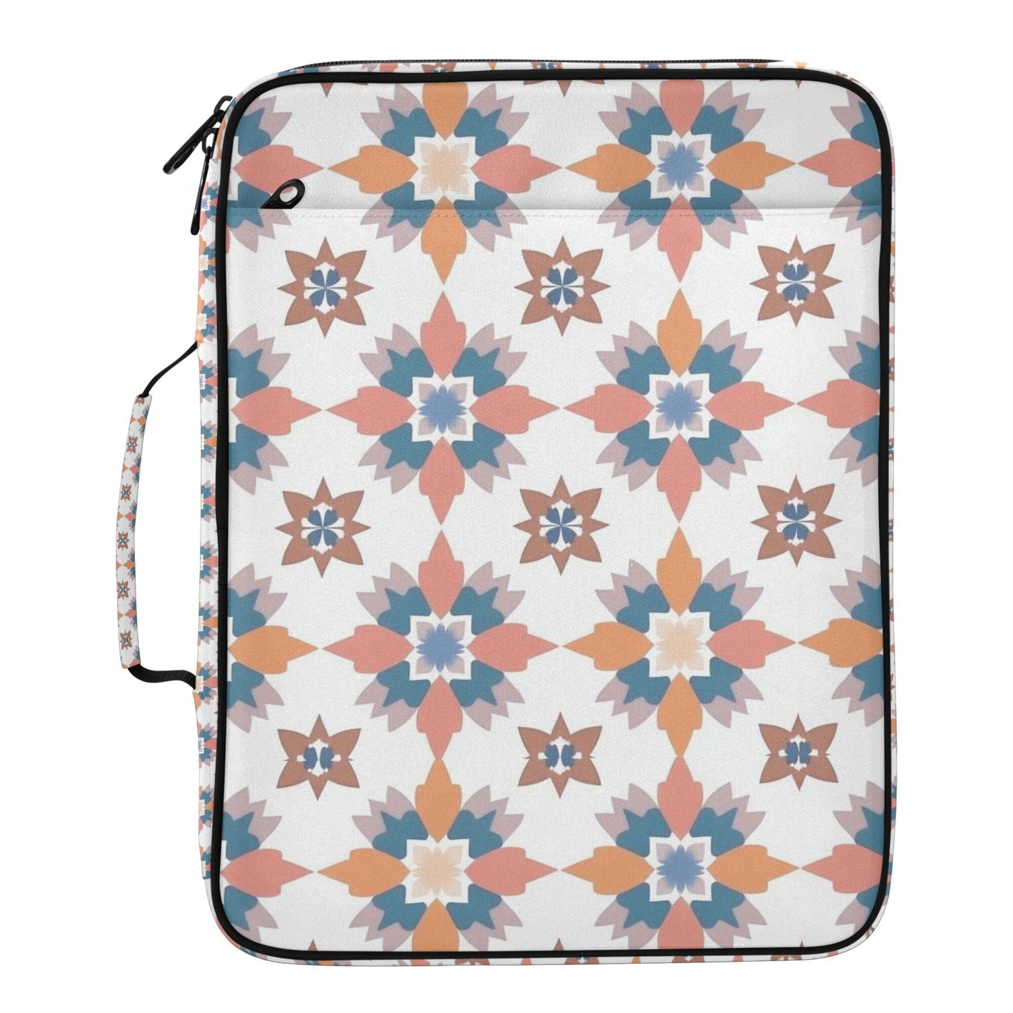 FORMRS Accordion File Folder A4 Size 7-Pocket Expanding Document Organizer Bag with 3 Ring Binder, Blue Abstract Pattern