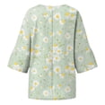 thumbnail image 5 of Ruyang Linen Shirts for Women 3/4 Sleeve Crewneck Oversized T Shirts Loose Casual Blouses Lightweight Trendy Summer Tops 2024, 5 of 5