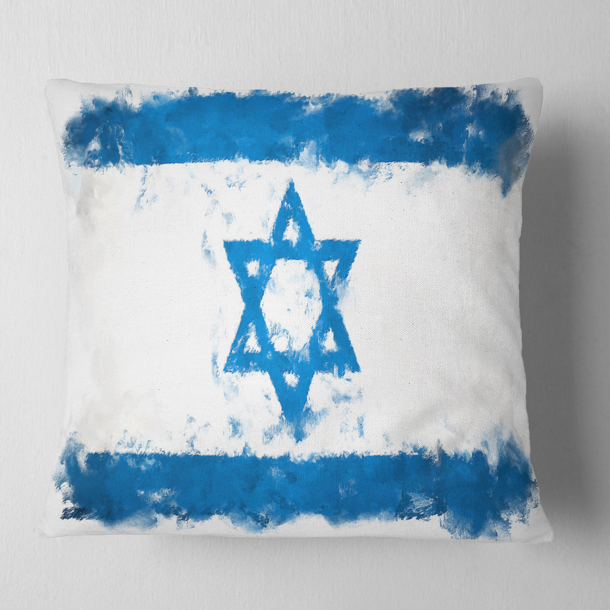 Designart Israel Flag Illustration - Flag Painting Throw Pillow - 16x16