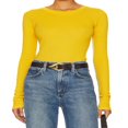 thumbnail image 1 of T-shirt pour Femmes à Manches Longues, Col Rond, Uni, Coupe Ajustée, Hauts d'Automne, T-shirts Basiques, Vêtements d'Automne, 1 of 5