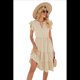 thumbnail image 3 of Vestido de Verano para Mujer, Cuello en V, Mangas con Volantes, Midi, Color Albaricoque XL, 3 of 6