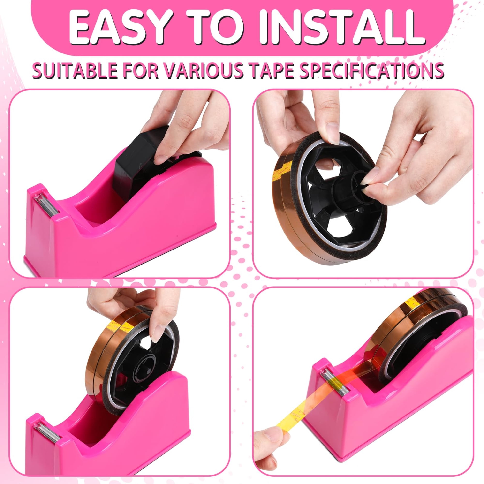 12 Pack Sublimation Heat Tape Dispenser Set with Resistant Gloves, Silicone Bumps, Mini Cutter Set, Weighted Desktop Dispenser for Heat Transfer