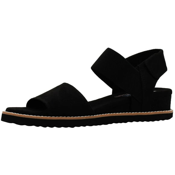 Sandalia Skechers BOBS Desert Kiss de espuma viscoelástica negra para mujer