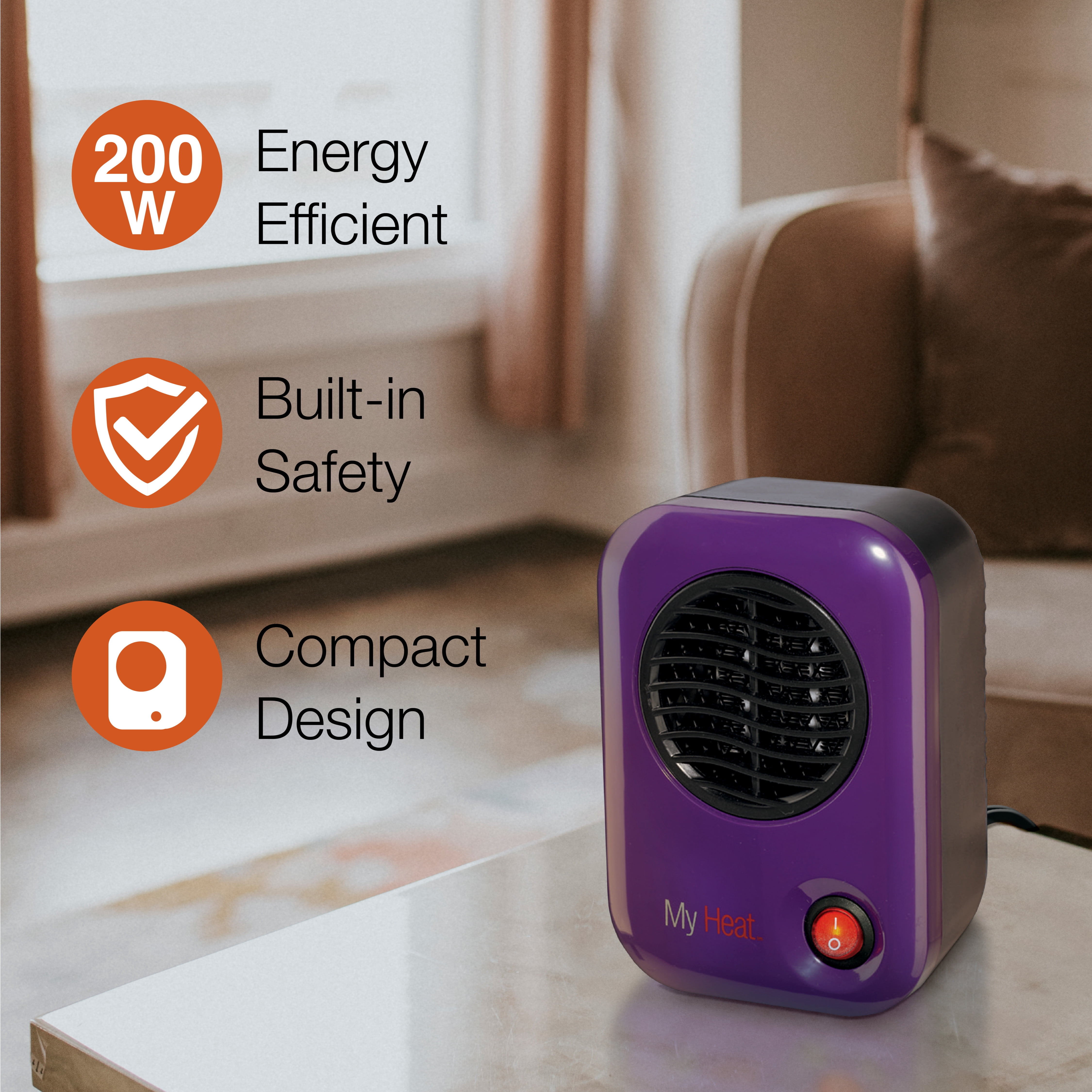 Lasko 200W MyHeat Personal Desk/Tabletop Space Heater with Simple Controls,  106, Purple - Walmart.com