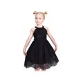 thumbnail image 2 of Robe Fille Noire en Dentelle avec Strass, Col Licou, Robe de Bal Formelle pour Fête, 7 Ans, 2 of 6