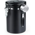 thumbnail image 1 of Bote de café hermético - Bote de café en grano con válvula de CO2 - con cuchara medidora - 1,8 L (negro), 1 of 5