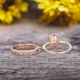 thumbnail image 3 of 10k Rose Gold 1.75 Carat Round Cut Aquamarine Engagement Rings With Two Matching Wedding Band Diamonds Halo Design Art Deco, 3 of 5