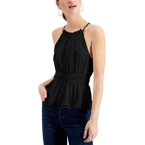Leyden Gathered Halter Top, small, Black