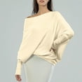 thumbnail image 7 of Sweaters For Women Asymmetric Draped Jumper Long Batwing Sleeve Off The Shoulder Slouchy Knit Pullover L Womens Sweaters, 7 of 7