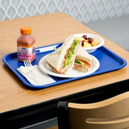

24 PACK - Choice Fast Food Tray Plastic Serving Lunch Cafeteria Restaurant Diner Size 12 x 16 Blue