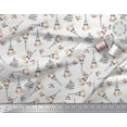 thumbnail image 3 of Soimoi Velvet Fabric Text,Floral & Eiffel Tower Architectural Print Fabric by the Yard 58 Inch Wide, 3 of 3
