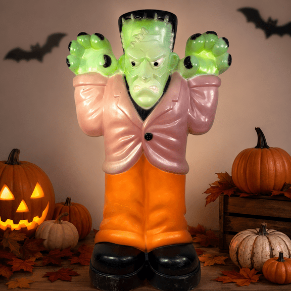 Vintage Empire-Style Frankenstein Blow Mold Halloween Yard Ornament, Lighted Classic Monster Decor for Outdoor Lawn, Porch, Haunted House Party and Summerween Display