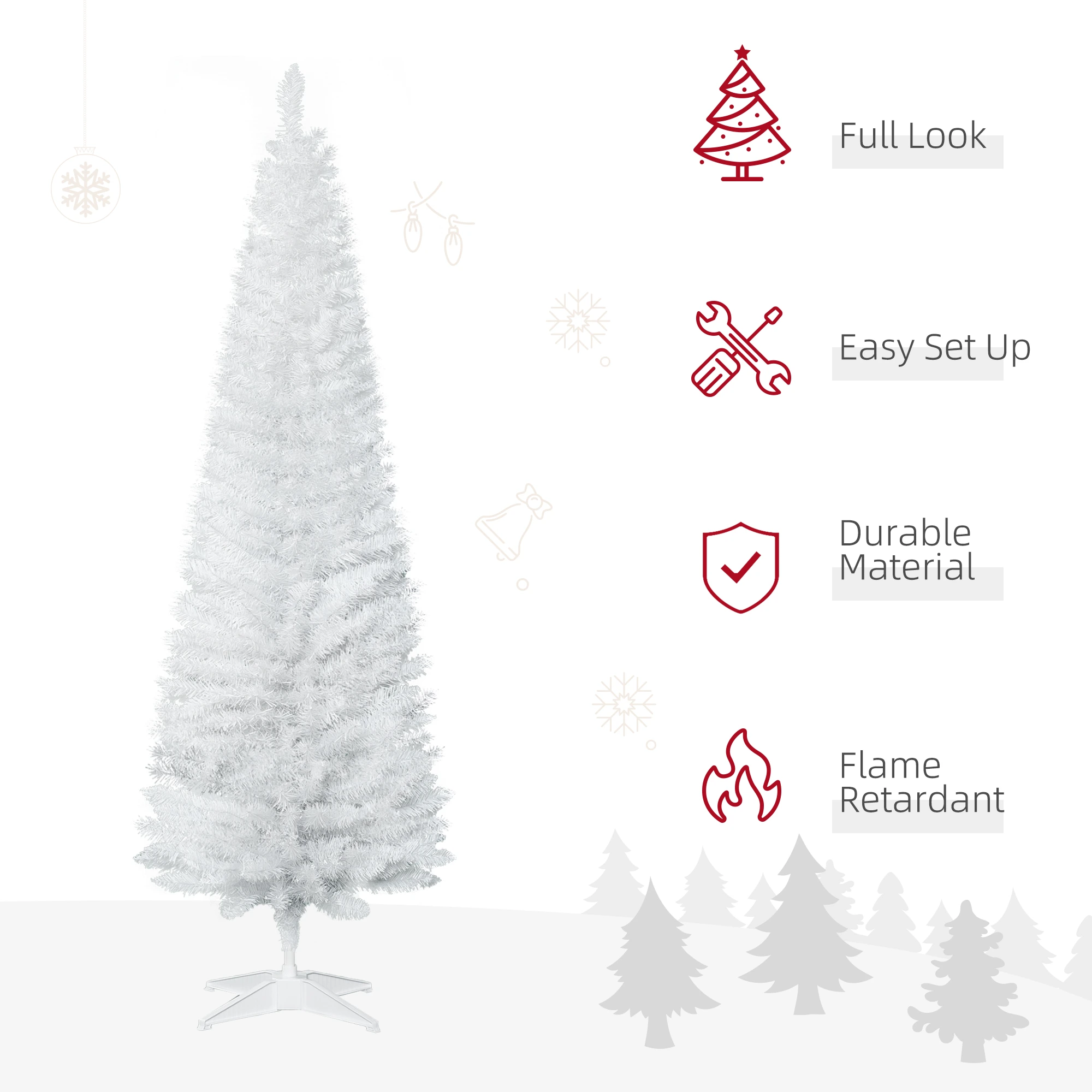 Astoutdoor 6 ft White Artificial Christmas Tree with 390 Tips and Detachable Plastic Base