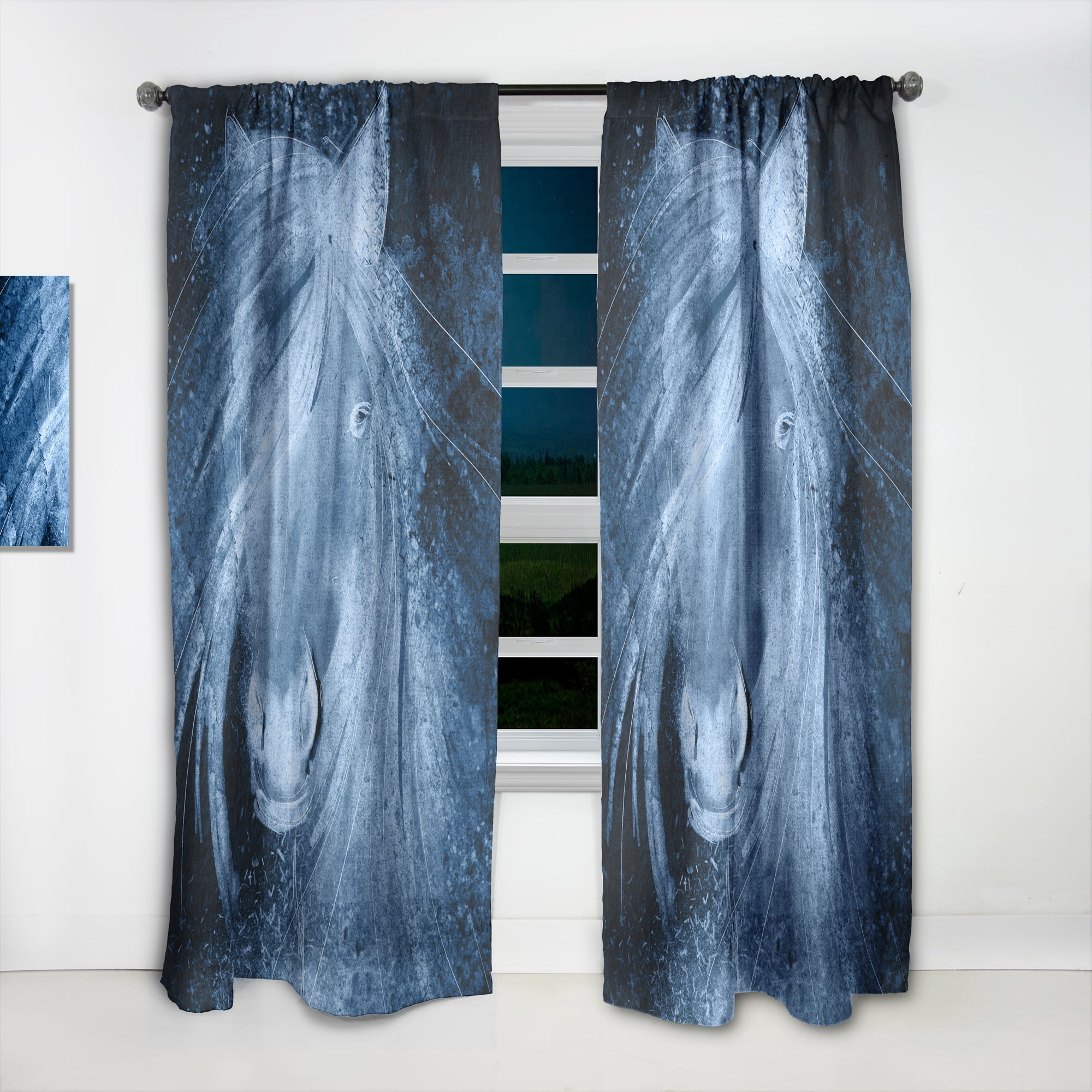 Designart 'Farmhouse Horse Portrait XII' Farmhouse Curtain Panel