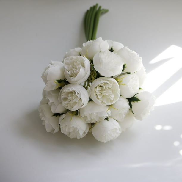 Ramo de Rosas de Té, Flores Artificiales para Bodas, Decoración Del Hogar.