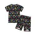 thumbnail image 3 of HWJAD Boys Cool Summer Outfits Set for Toddler Kids Short Sleeve Tee and Shorts 2 Pieces Little Boys Graffiti Dinosaur Clothes, 3 of 12