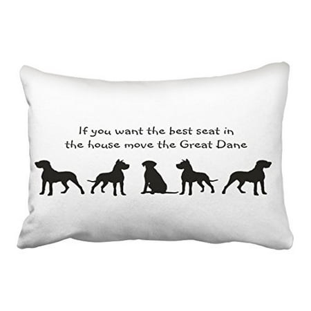 WinHome Black And White Great Dane Humor Best Seat In House Dog Silhouette Polyester 20 x 30 Inch Rectangle Throw Pillow Covers With Hidden Zipper Home Sofa Cushion Decorative (Best Great Dane Names)
