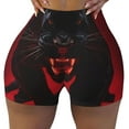 thumbnail image 2 of Rateoe Black Panther Red Background Printed Power Workout Shorts for Women Tummy Control Squat Proof Ribbed Thick Seamless Scrunch Active Short-Medium, 2 of 8